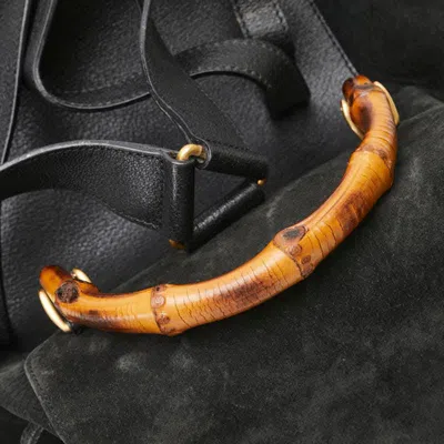 Pre-owned Gucci Bamboo Black Suede Leather Backpack ()