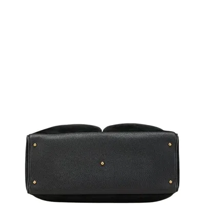 Pre-owned Gucci Bamboo Black Suede Leather Shoulder Bag Tote Bag ()