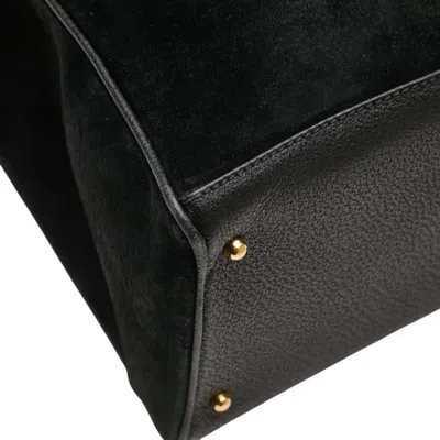 Pre-owned Gucci Bamboo Black Suede Leather Shoulder Bag Tote Bag ()