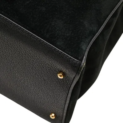 Pre-owned Gucci Bamboo Black Suede Leather Shoulder Bag Tote Bag ()