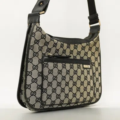 Pre-owned Gucci Beige Black Canvas Shoulder Bag () In Multi