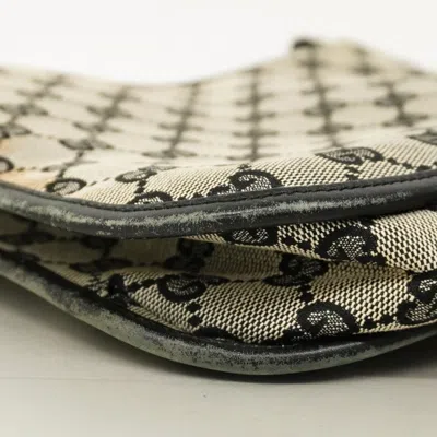 Pre-owned Gucci Beige Black Canvas Shoulder Bag () In Multi