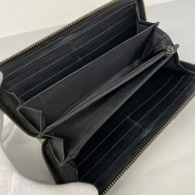 Pre-owned Gucci Beige Black Leather Long Wallet (bi-fold) () In Multi