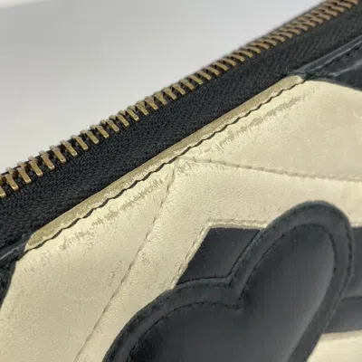 Pre-owned Gucci Beige Black Leather Long Wallet (bi-fold) () In Multi