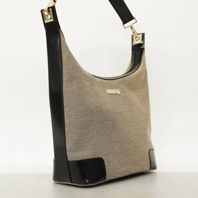 Pre-owned Gucci Beige Black Canvas Shoulder Bag () In Multi