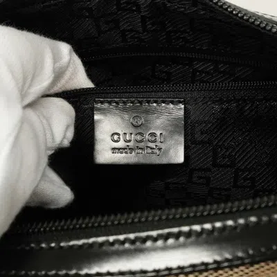 Pre-owned Gucci Beige Black Canvas Shoulder Bag () In Multi