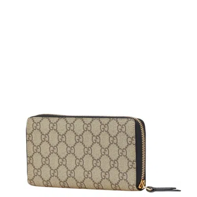 Pre-owned Gucci Beige Black Pvc Leather Long Wallet (bi-fold) () In Multi