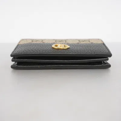 Pre-owned Gucci Beige Black Pvc Leather Wallet (bi-fold) () In Multi