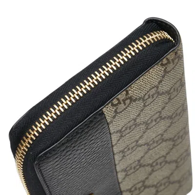 Pre-owned Gucci Beige Black Pvc Leather Long Wallet (bi-fold) () In Multi