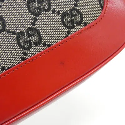 Pre-owned Gucci Beige Black Red Color Gg Canvas Shoulder Bag ()