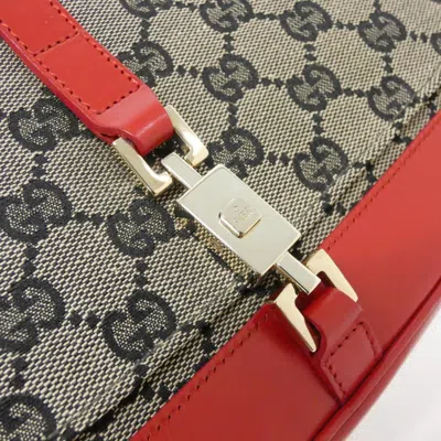 Pre-owned Gucci Beige Black Red Color Gg Canvas Shoulder Bag ()
