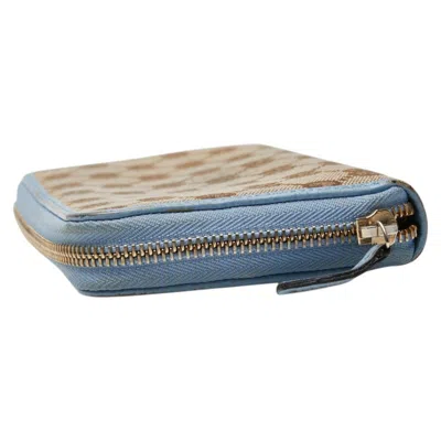 Pre-owned Gucci Beige Blue Gg Canvas Leather Long Wallet (bi-fold) ()