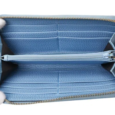 Pre-owned Gucci Beige Blue Gg Canvas Leather Long Wallet (bi-fold) ()