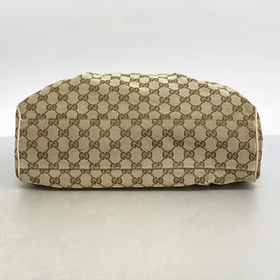 Pre-owned Gucci Beige Brown Canvas Leather Tote Bag () In Multi