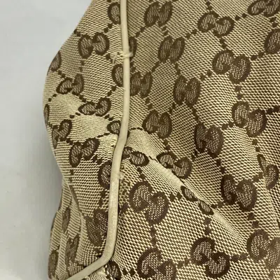Pre-owned Gucci Beige Brown Canvas Leather Tote Bag () In Multi
