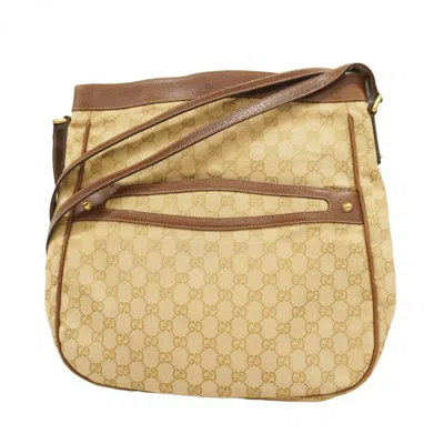 Pre-owned Gucci Beige Brown Canvas Shoulder Bag () In Multi