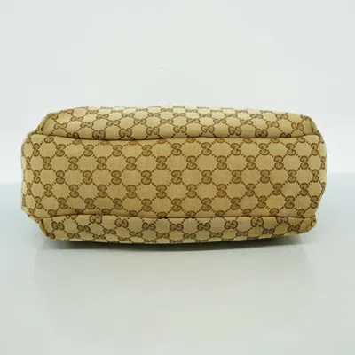 Pre-owned Gucci Beige Brown Canvas Shoulder Bag () In Multi