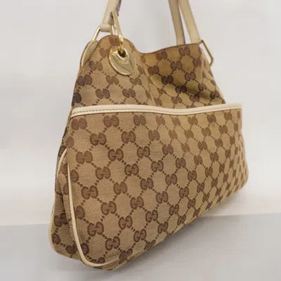 Pre-owned Gucci Beige Brown Canvas Tote Bag () In Multi