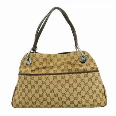 Pre-owned Gucci Beige Brown Canvas Tote Bag () In Multi