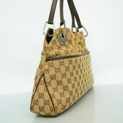 Pre-owned Gucci Beige Brown Canvas Tote Bag () In Multi