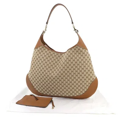 Pre-owned Gucci Beige Brown Gg Canvas Leather Shoulder Bag () In Multi
