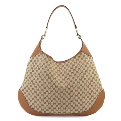 Pre-owned Gucci Beige Brown Gg Canvas Leather Shoulder Bag () In Multi