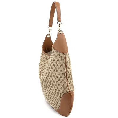 Pre-owned Gucci Beige Brown Gg Canvas Leather Shoulder Bag () In Multi