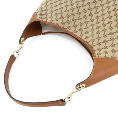 Pre-owned Gucci Beige Brown Gg Canvas Leather Shoulder Bag () In Multi