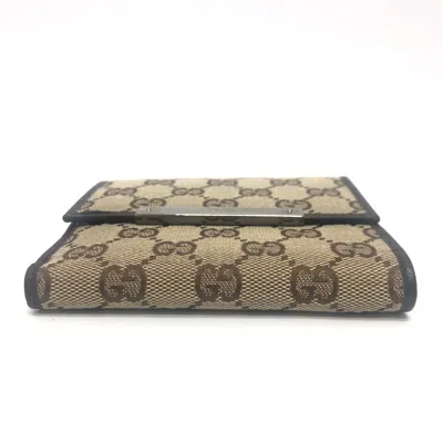 Pre-owned Gucci Beige Brown Gg Canvas Wallet (bi-fold) () In Multi