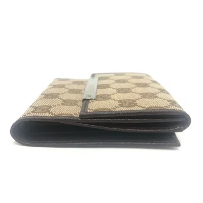 Pre-owned Gucci Beige Brown Gg Canvas Wallet (bi-fold) () In Multi
