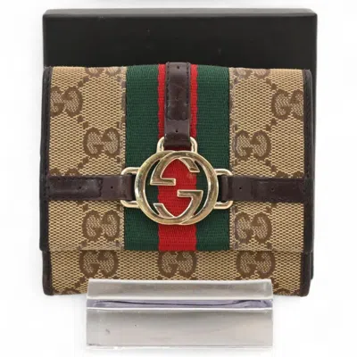Pre-owned Gucci Beige Brown Leather Wallet (bi-fold) () In Multi