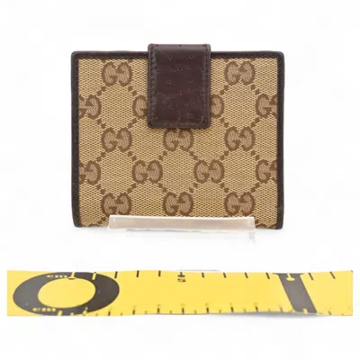 Pre-owned Gucci Beige Brown Leather Wallet (bi-fold) () In Multi