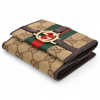 Pre-owned Gucci Beige Brown Leather Wallet (bi-fold) () In Multi