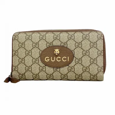 Pre-owned Gucci Beige Brown Pvc Long Wallet (bi-fold) () In Multi