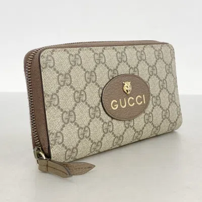 Pre-owned Gucci Beige Brown Pvc Long Wallet (bi-fold) () In Multi