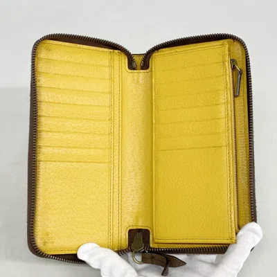 Pre-owned Gucci Beige Brown Pvc Long Wallet (bi-fold) () In Multi