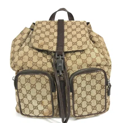 Pre-owned Gucci Beige Dark Brown Gg Canvas Backpack () In Multi