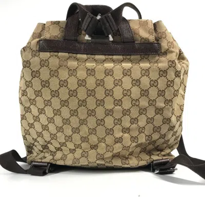 Pre-owned Gucci Beige Dark Brown Gg Canvas Backpack () In Multi