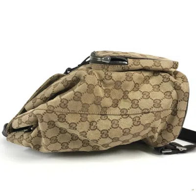 Pre-owned Gucci Beige Dark Brown Gg Canvas Backpack () In Multi