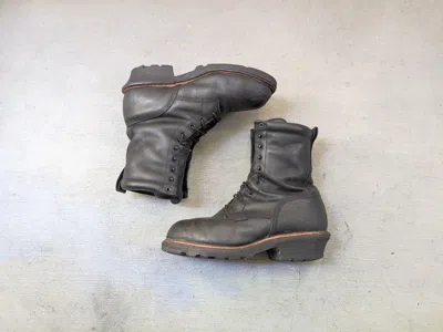 Pre-owned Red Wing Boots Black 10 Ee Wide Steel Toe Leather Logger