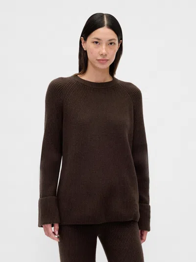 Gap Cashsoft Shaker-stitch Boyfriend Sweater In Brown
