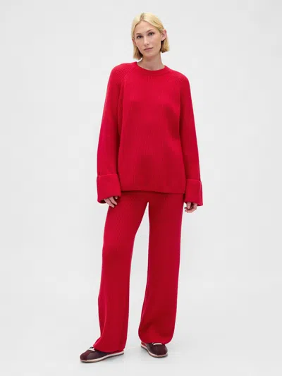 Gap Cashsoft Shaker-stitch Sweater Pants In Red