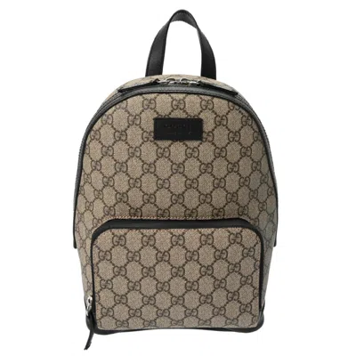 Pre-owned Gucci Beige Gg Supreme Canvas Leather Backpack () In Sand