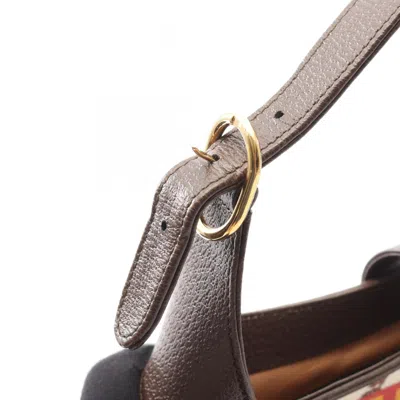 Pre-owned Gucci Beige Multi-color Canvas Leather Shoulder Bag ()