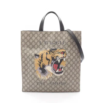 Pre-owned Gucci Beige Multi-color Gg Supreme Tote Bag ()