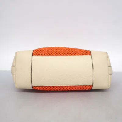 Pre-owned Gucci Beige Orange Straw Tote Bag () In Multi
