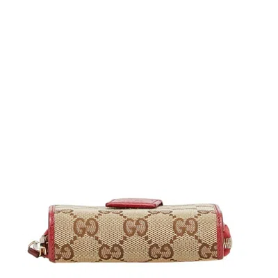 Pre-owned Gucci Beige Red Color Gg Canvas Wallet (bi-fold) () In Multi