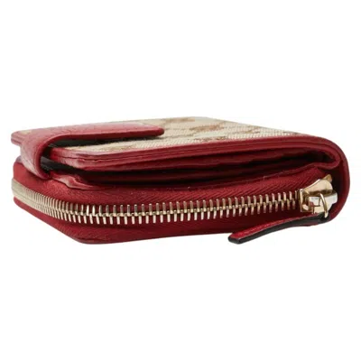 Pre-owned Gucci Beige Red Color Gg Canvas Wallet (bi-fold) () In Multi