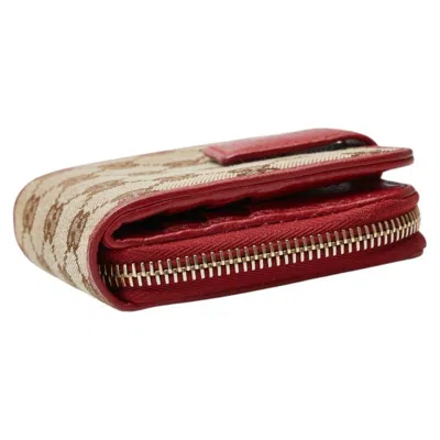 Pre-owned Gucci Beige Red Color Gg Canvas Wallet (bi-fold) () In Multi