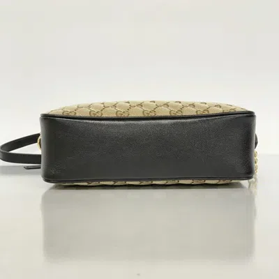 Pre-owned Gucci Black Brown Canvas Leather Shoulder Bag () In Multi